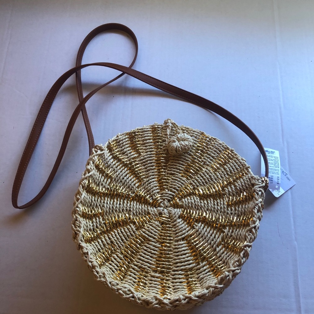 American eagle circle wicker cross body purse